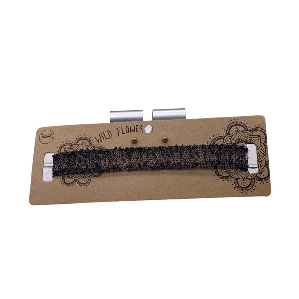 Wild‎ Flower Black Mesh Choker Necklace Gold Chain Adjustable Extension Ea